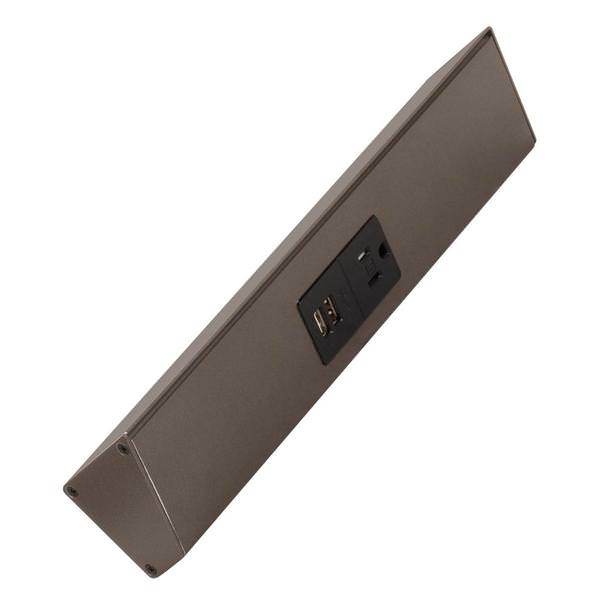 12" 15 amp 120 volt Bronze USB/Standard Under Cabinet Power Strip